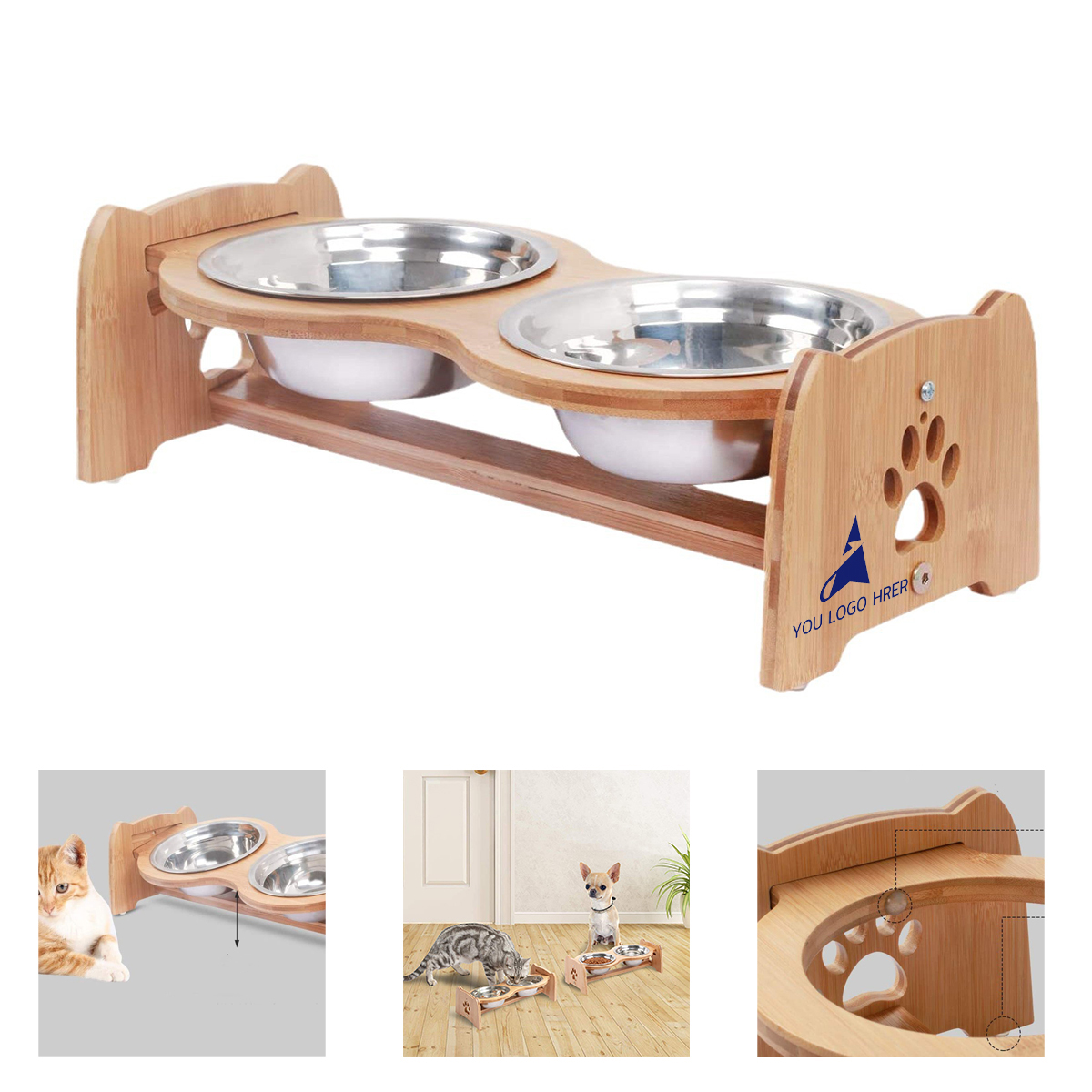 1-2-263.jpg Bamboo Elevated Dog Cat Bowl - Image 1