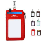 Lanyard PU Leather Card Holder With Zippered Pocket