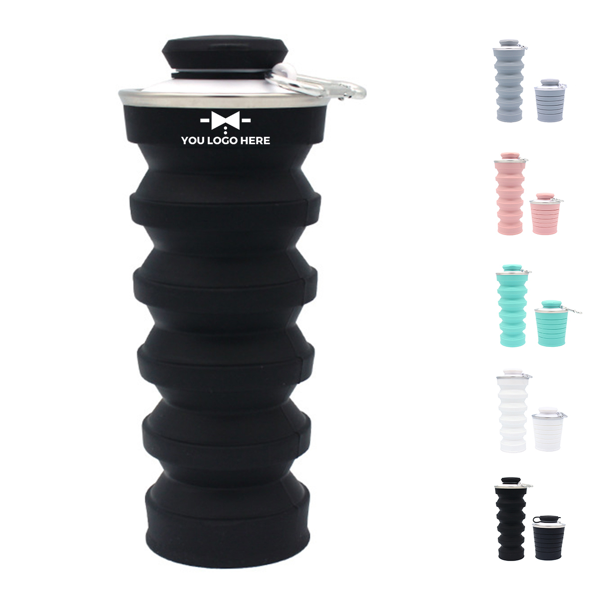 1-2-306.jpg 17oz Silicone Portable Collapsible Outdoor Sport Water Bottle - Image 1