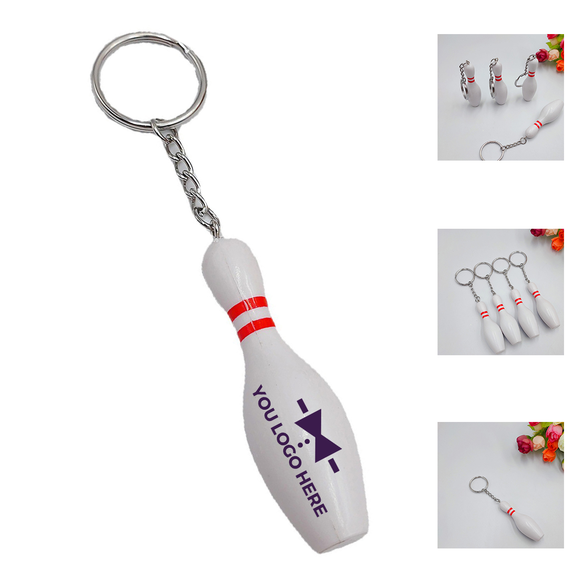 1-2-82.jpg Bowling Pin Sport Keychain - Image 1