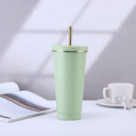 17oz Stainless Steel Tumbler With Gold Border Lid - Image 9
