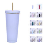17oz Stainless Steel Tumbler With Gold Border Lid - Image 2