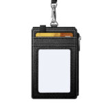 Lanyard PU Leather Card Holder With Zippered Pocket - Image 10