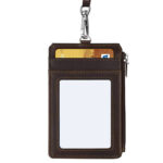 Lanyard PU Leather Card Holder With Zippered Pocket - Image 9