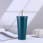 17oz Stainless Steel Tumbler With Gold Border Lid - Image 13
