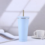 17oz Stainless Steel Tumbler With Gold Border Lid - Image 12